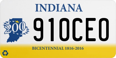IN license plate 910CEO