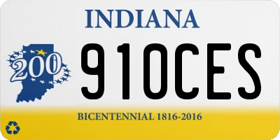 IN license plate 910CES