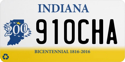 IN license plate 910CHA
