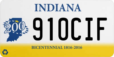 IN license plate 910CIF