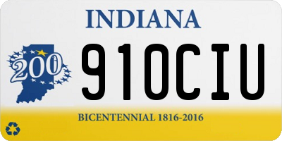 IN license plate 910CIU