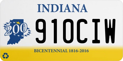 IN license plate 910CIW
