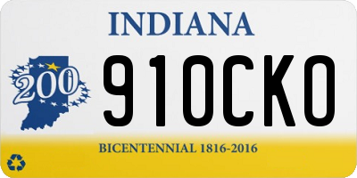 IN license plate 910CKO