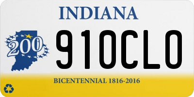 IN license plate 910CLO