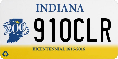 IN license plate 910CLR