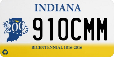 IN license plate 910CMM