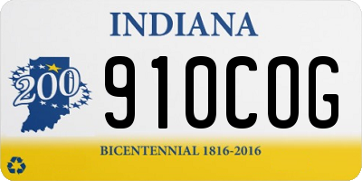 IN license plate 910COG