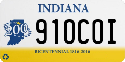 IN license plate 910COI