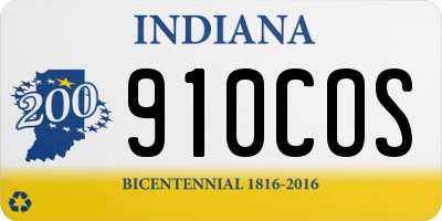 IN license plate 910COS