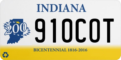IN license plate 910COT
