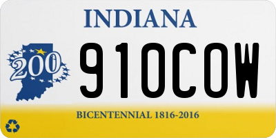 IN license plate 910COW