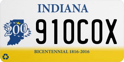 IN license plate 910COX