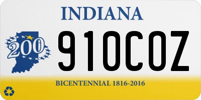 IN license plate 910COZ