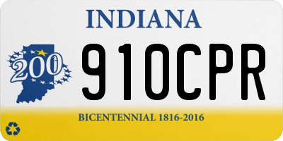 IN license plate 910CPR