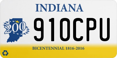 IN license plate 910CPU
