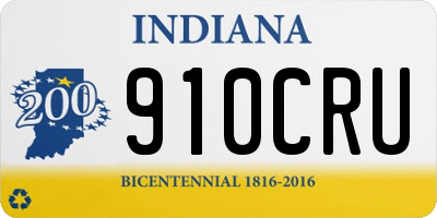 IN license plate 910CRU