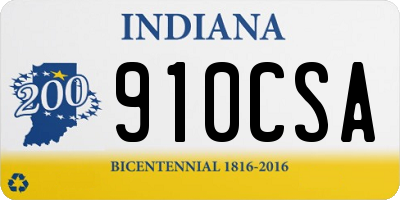 IN license plate 910CSA