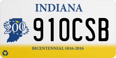 IN license plate 910CSB