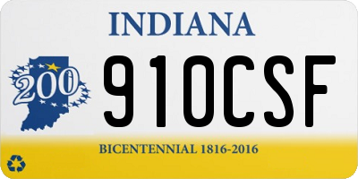 IN license plate 910CSF