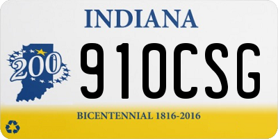 IN license plate 910CSG