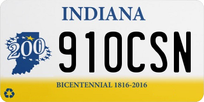IN license plate 910CSN