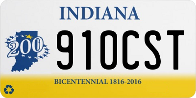 IN license plate 910CST