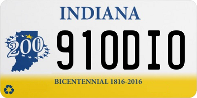 IN license plate 910DIO