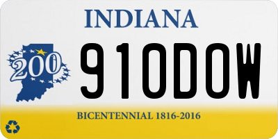 IN license plate 910DOW