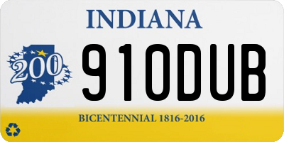 IN license plate 910DUB