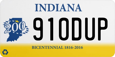 IN license plate 910DUP