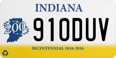 IN license plate 910DUV