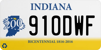 IN license plate 910DWF