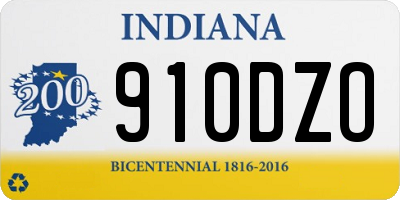 IN license plate 910DZO