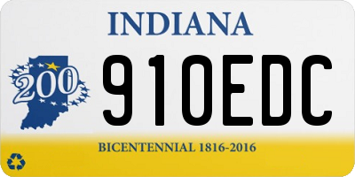 IN license plate 910EDC