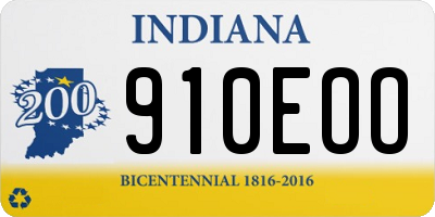 IN license plate 910EOO