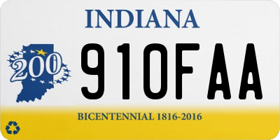 IN license plate 910FAA
