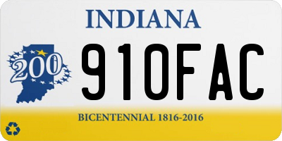 IN license plate 910FAC