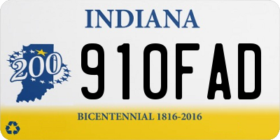 IN license plate 910FAD