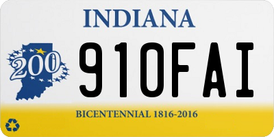 IN license plate 910FAI