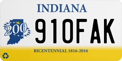 IN license plate 910FAK