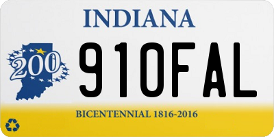 IN license plate 910FAL