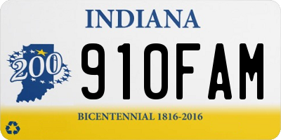 IN license plate 910FAM