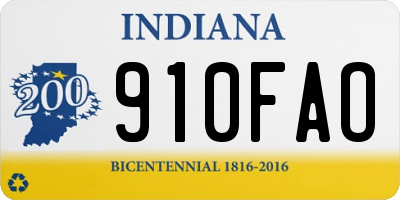 IN license plate 910FAO