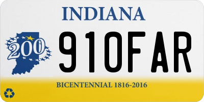 IN license plate 910FAR