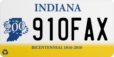 IN license plate 910FAX