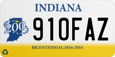 IN license plate 910FAZ
