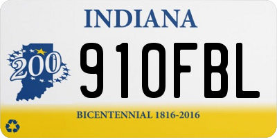 IN license plate 910FBL