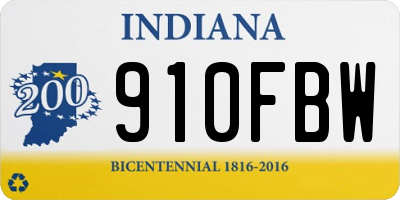 IN license plate 910FBW