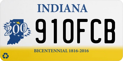 IN license plate 910FCB