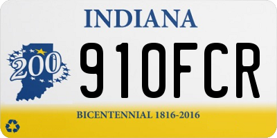 IN license plate 910FCR